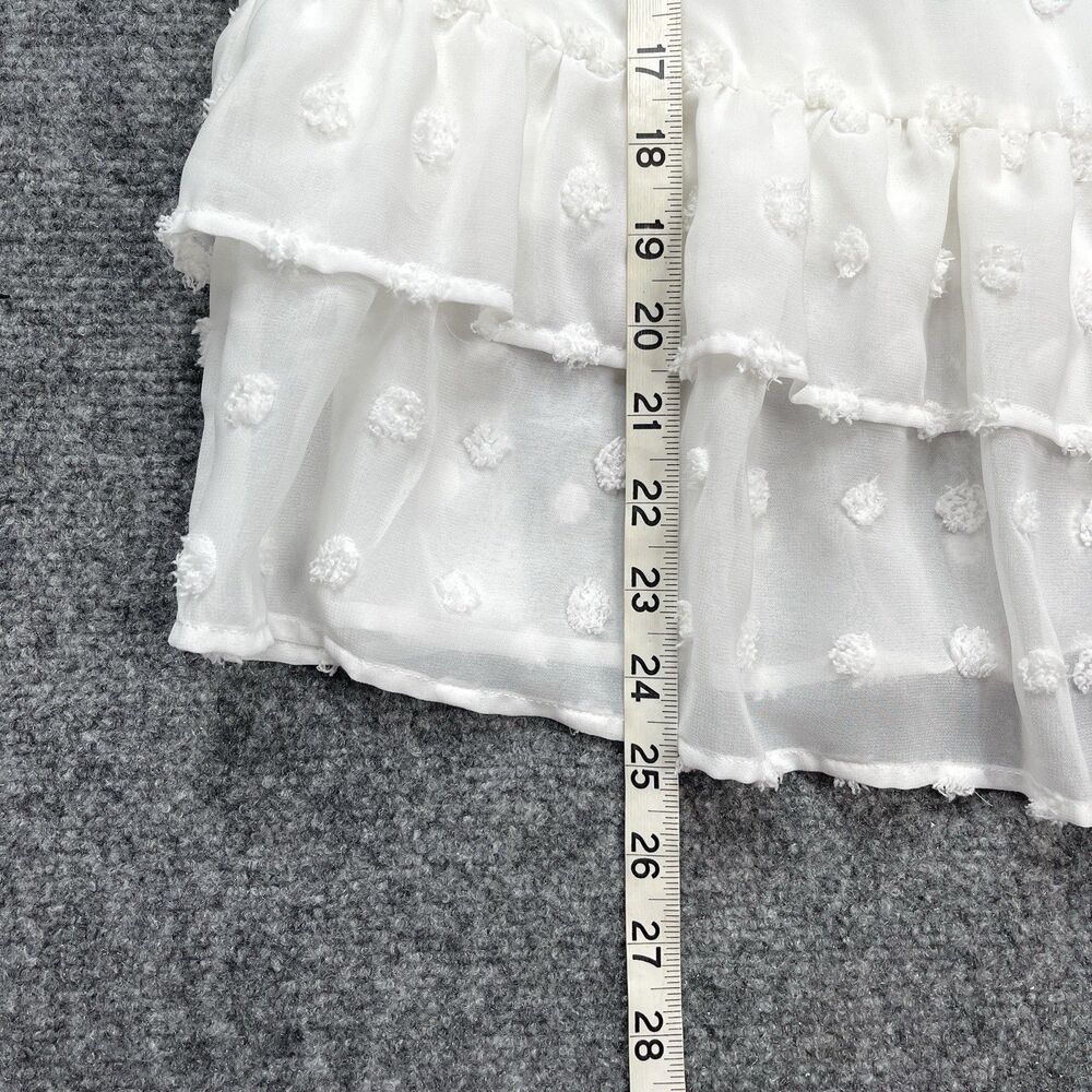 Andree by Unit Swiss Dot Babydoll Top Size Medium Tiered Lined Keyhole Back - Picture 9 of 11